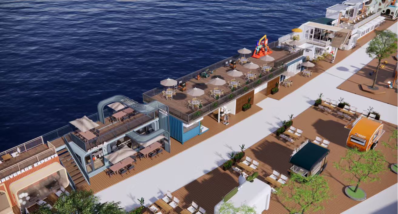 The seaside commercial street in Huizhou, Guangdong Province